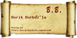 Borik Borbála névjegykártya